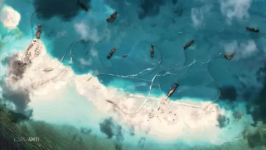 China’s land reclamation efforts near the Spratly Islands in the South China Sea. 