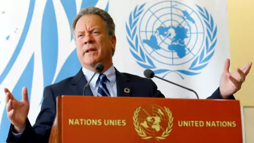 David Beasley, Executive Director of the World Food Programme, speaks at the U.N. in Geneva, Switzerland.