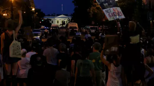 Black Lives Matter protests continue in front of the White House into the evening. 