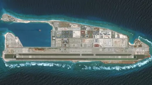 The Fiery Cross Reef is photographed in August 2018.