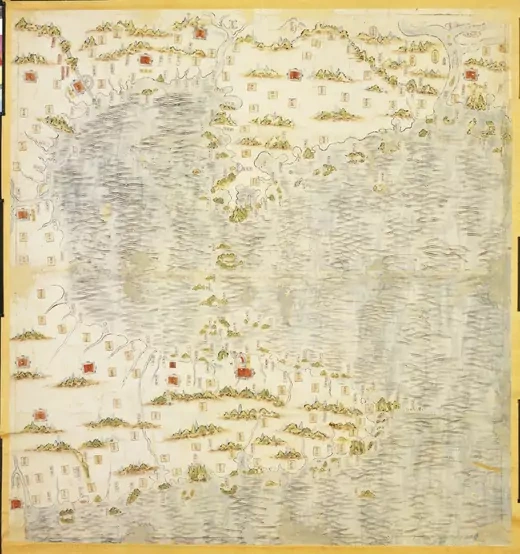 A map of Bohai Bay, drawn during the Xia dynasty.