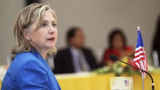 Former U.S. Secretary of State Hillary Clinton attends the U.S.-ASEAN Ministerial Meeting in Hanoi on July 22, 2010. 