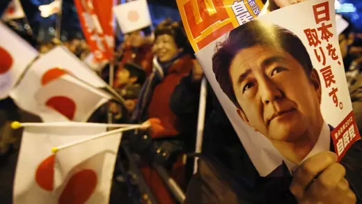 An election campaign leaflet with a picture of Japan's Liberal Democratic Party's (LDP) leader Shinzo Abe ahead of general elections, December 15, 2012. 