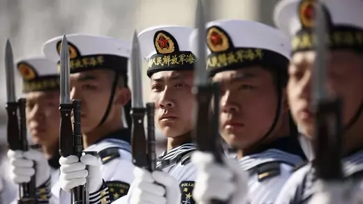 New recruits of the Chinese navy during a parade marking the end of their first training session, March 4, 2013.
