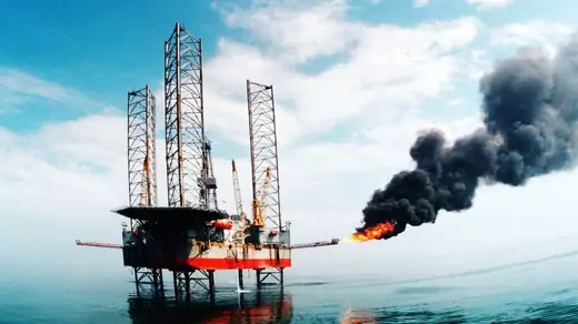 A China National Offshore Oil Corporation oil rig in China's Bohai Sea.