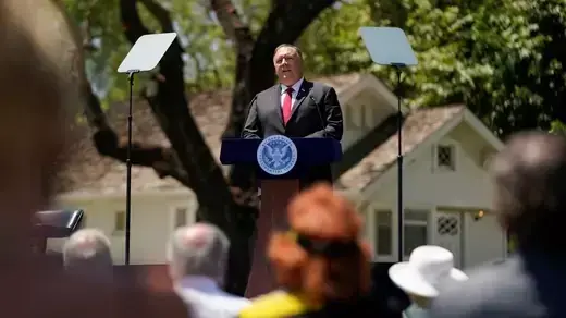 Secretary of State Pompeo speaks at the Richard Nixon Presidential Library and Museum in California.