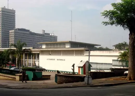 A picture of the National Assembly of Ivory Coast in Abidjan, the country's largest city.