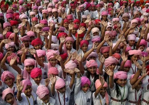 A crowd of girls in Chandigarh, India celebrate International Day of the Girl Child in 2015 