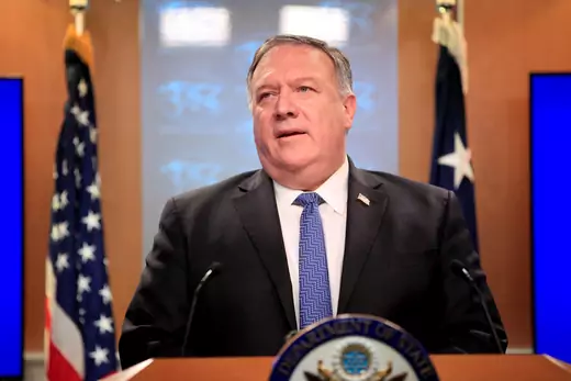 U.S. Secretary of State Mike Pompeo speaks during a news conference at the State Department.