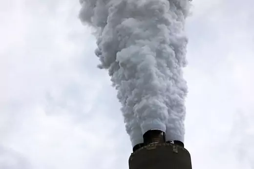 Exhaust rises from the stacks of the Harrison Power Station in Haywood, West Virginia on May 16, 2018. 