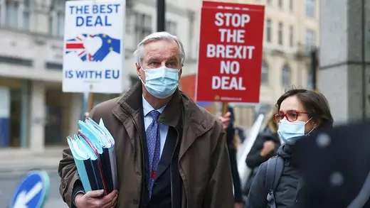 EU chief negotiator Michel Barnier leaves Brexit talks in London