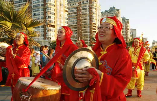 Members of the Chinese Confucius institute take part in a Lunar New Year celebration in Viña del Mar, Chile on February 3, 2011.