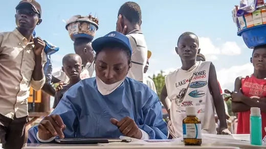 A nurse working with the WHO prepares Ebola vaccines in the Democratic Republic of Congo.