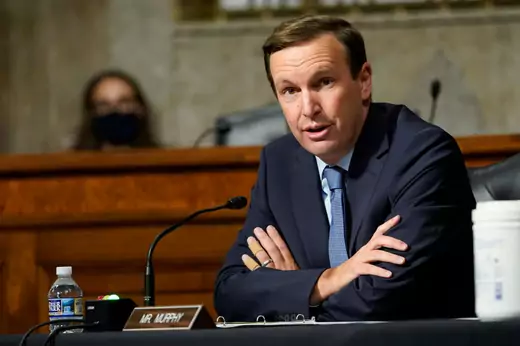 Sen. Chris Murphy (D-CT), speaks during a Senate Committee on Foreign Relations hearing on US Policy in the Middle East on Capitol Hill