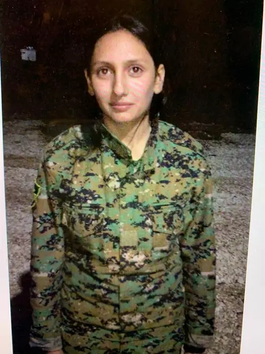 Helin, a member of the Syrian Turkmen minority, poses for a picture taken by the author. Helin is an outspoken defender of women’s rights and a member of the YPJ.