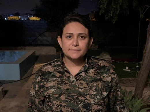 Lelwy Abdullah, an Arab woman from Deir Ezzor serves in a leadership position in the SDF and has survived multiple assassination attempts. Photo taken by the author. 