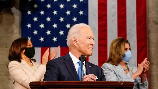 President Joe Biden addresses a joint session of Congress on April 28, 2021