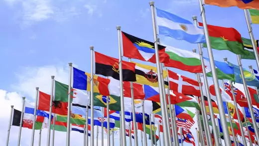 International flags at Penn State University.