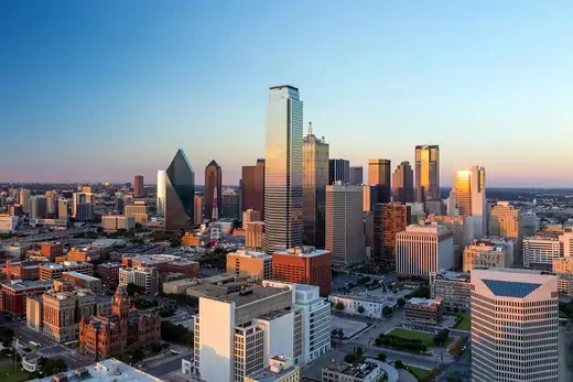 Aerial view of downtown Dallas, Texas. 
