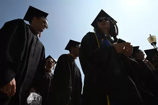 Students attend their graduation ceremony at the University of California Los Angeles (UCLA).