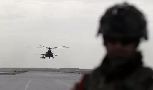 Iraqi Air Force helicopters land at Ain al-Asad airbase