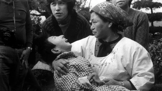 A woman holds a victim of Minamata disease in Minamata, Japan, in 1973.