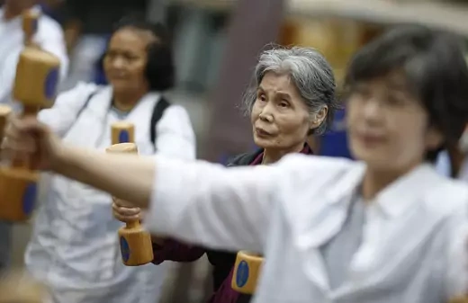 Elder Japanese women on Japan's 'Respect for the Aged Day' at Tokyo's Sugamo district