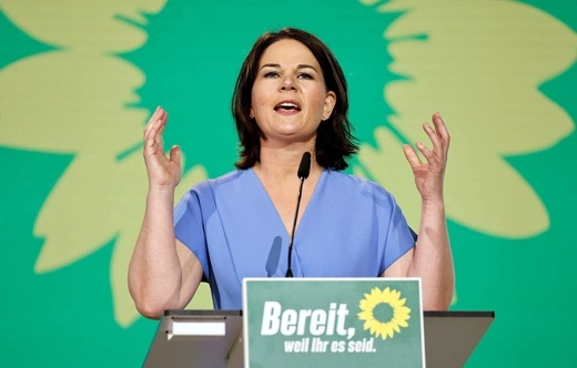 Annalena Baerbock, leader of Germany’s green party, speaks at the party conference in June 2021.