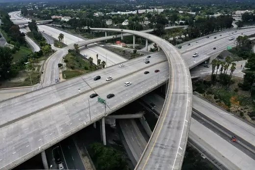 An empty freeway intersection is seen two days before Earth Day, after Los Angeles’ stay-at-home order caused a drop in pollution, as the global outbreak of the coronavirus disease (COVID-19) continues, in Pasadena, California, U.S., April 20, 2020.