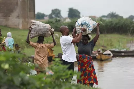 Farmers prepare to transport farm produce from their farm to the market after relocating to a smaller farm at Northbank, Benue State, Nigeria, on August 12, 2021, due to attacks on farmers in Nigeria.