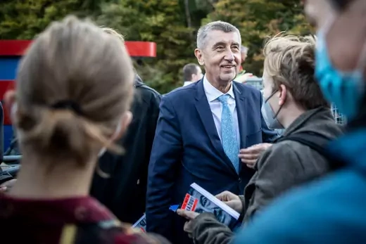 Czech Prime Minister Andrej Babis talks with his fans during his campaign cruise with supporters on a ship at Brno Reservoir on October 01, 2021 in Brno, Czech Republic. The 2021 parliamentary elections in the Czech Republic will be held on October 7th and 8th.