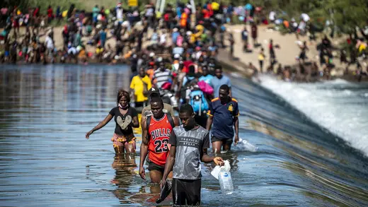 Haitian migrants cross the Rio Grande to get to the United States.