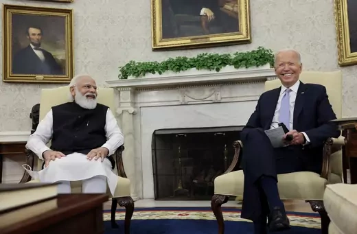 Indian Prime Minister Narendra Modi meets with U.S. President Joseph Biden in the Oval Office at the White House in Washington, U.S., September 24, 2021.