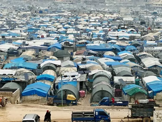 Refugee camp at the Syrian-Turkish border