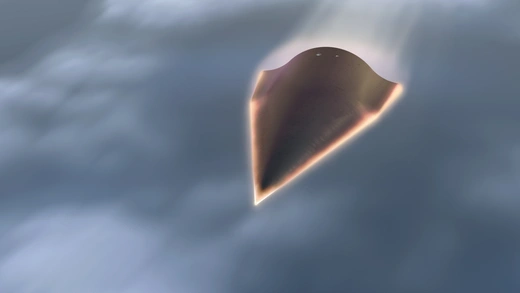 Hypersonic missiles flies through space