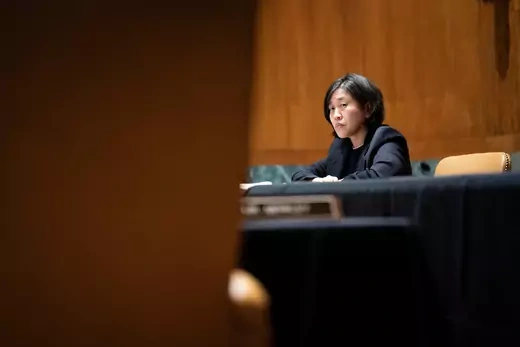 U.S. Trade Representative Katherine Tai testifies before the Senate Appropriations Subcommittee on Commerce, Justice, Science, and Related Agencies in Washington D.C. on April 28, 2021.