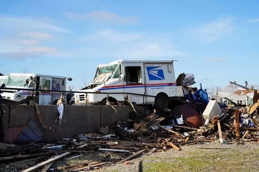 image usps mail truck tornado damage