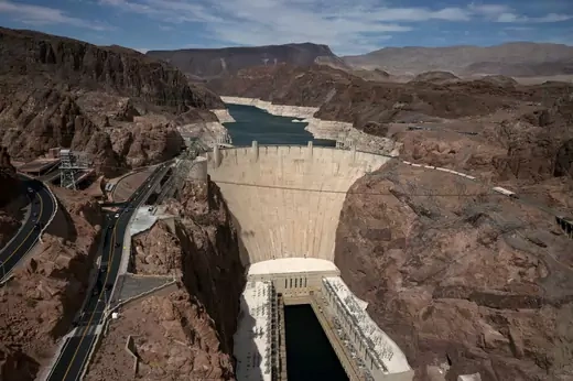 Low water levels due to drought are seen in the Hoover Dam reservoir of Lake Mead near Las Vegas, Nevada, U.S.