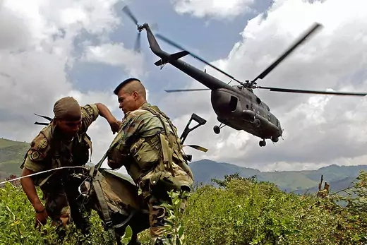 Colombian soldiers during a military operation.