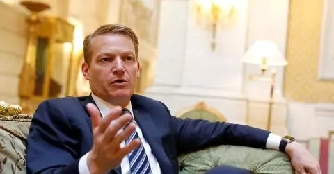 Kevin Mandia sits on a couch during an interview in Rome in 2017