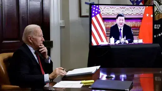 Biden and Xi speak virtually in November 2021.