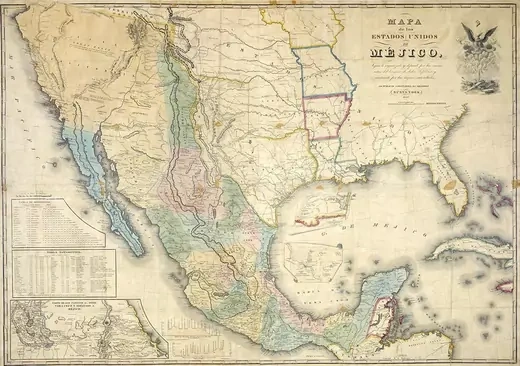 A map shows the territory of the United States in 1847