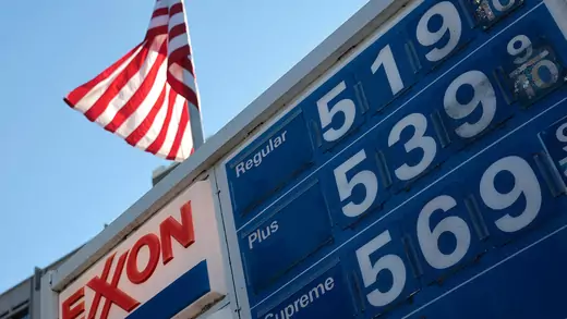 U.S. gas price sign showing 5.19 dollars per regular gallon.