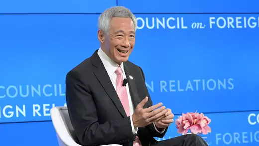 Singapore Prime Minister Lee Hsien Loong speaking at the Council.