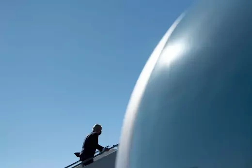 US President Joe Biden boards Air Force One at Louis Armstrong New Orleans International Airport May 6, 2021, in Kenner, Louisiana.