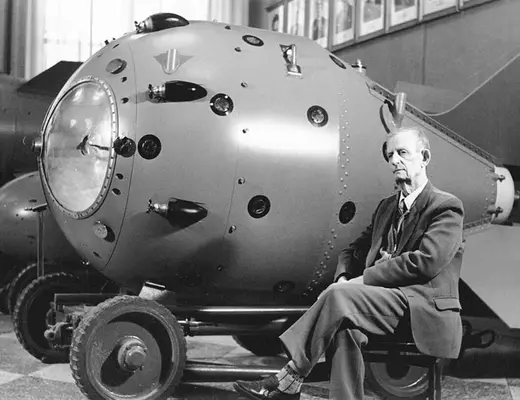 Photo of the director of the Soviet A-bomb project, Yuliy Khariton, and RDS-1, the Soviet Union’s first atomic bomb.