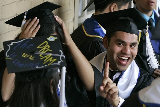 Undocumented students attend a graduation ceremony for "Dreamers" at UCLA. 