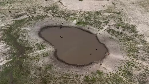 A small lake drying up in Madagascar in 2022