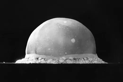 The Trinity atomic bomb test explosion.