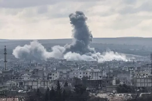 Smoke rising from the Syrian border town of Kobani.